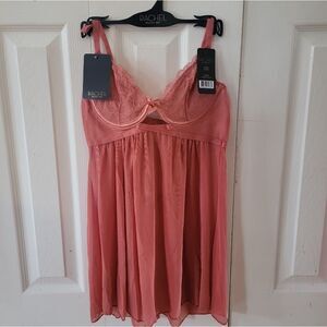 RACHEL RACHEL ROY Soft Cup Lace Babydoll Chemise With Matching Thong